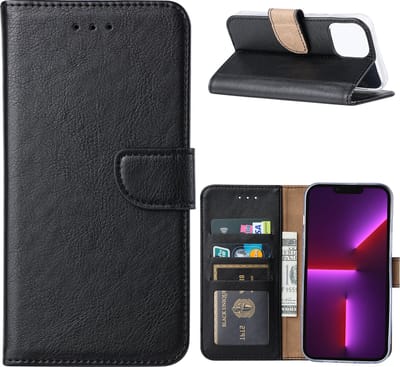iPhone 13 Pro hoesje - iPhone 13 Pro Bookcase - Hoesje iPhone 13 Pro - iPhone 13 Pro Bookcase - Zwart
