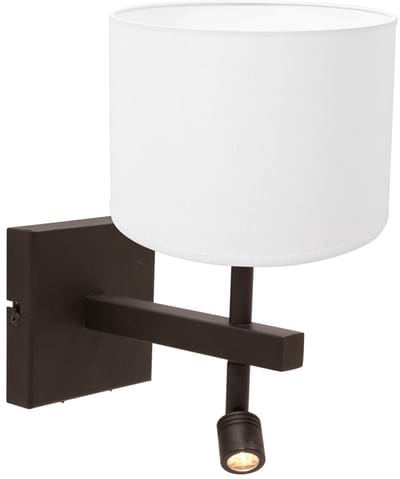 Wandlamp Stang 4871CA Cacao met grof wit linnen kap, draaibaar en kantelbaar, Steinhauer