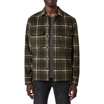 AllSaints Berthold Ls Shirt Birch Green/jt Blk Maat: XS | Lichte Jassen Outlet | Heren | Groen