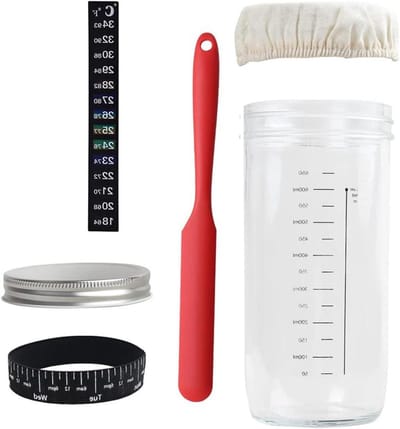 Zuurdesem Starter Pot - Brood Bak Set - Zelf Brood Maken - Glazen Pot Brede Opening