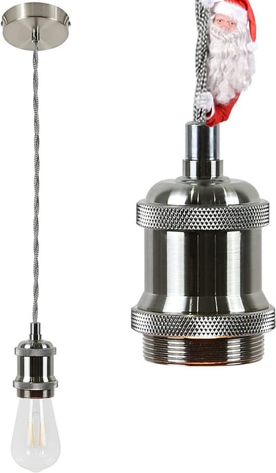 NETTLIFE Hanglamp -E27 fitting - nikkel - vintage hanglamp - hanglamp met 1,3M kabel - voor eetkamer | bar | café-excl. lichtbron