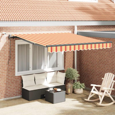vidaXL - Uitschuifbare - luifel - Geel - en - Oranje - 350 - x - 250 - cm - Polyester