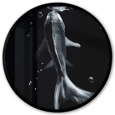 Poster in lijst Rond - Fotolijst 40x40 cm - Posters - Koi - Vissen - Water - Zwart - Ronde posterlijst zwart - Decoratie - Wanddecoratie woonkamer - Muurdecoratie slaapkamer