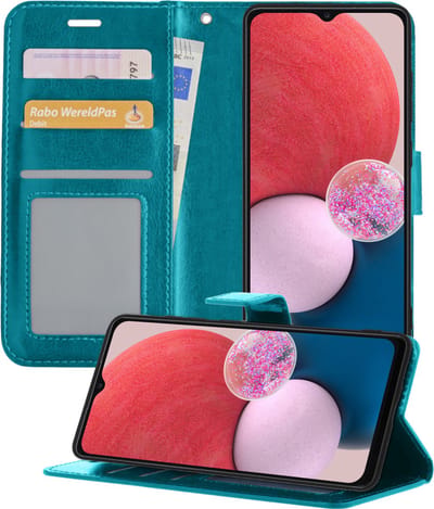 Hoesje - Geschikt voor Samsung Galaxy A13 4G - Luxe Bookcase - Walletcase Hoes - Portemonnee - Cover - Telefoonhoes - Turquoise