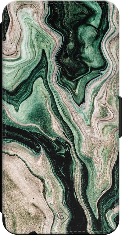Casimoda® bookcase - Geschikt voor iPhone 16 - Hoesje met pasjeshouder - Groen marmer / Marble - Groen - Kunstleer