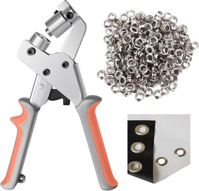 Oogjestang+Ringenset met 300 zeilringen van 10mm - oogtang voor zeildoek - handmatige gatenponstang en ringenpons - robuuste ringentang - voor canvas, zeildoek