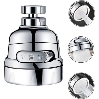 Keukenkraanbeluchter Verstelbare 3-standensproeier Filter Diffuser Waterbesparende sproeikop Badkraanconnector zilver