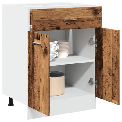 vidaXL - Onderkast - met - lade - Lyon - 60x46x81,5 - cm - bewerkt - hout - oud - houtkleurig