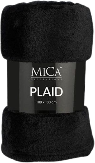 Mica decorations - Fleece deken - zwart - 130 x 180 cm - polyester - plaid - Famke - fleeceplaid - bankdeken