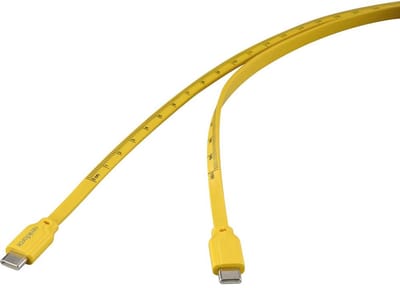 Renkforce RF-6721074 USB-kabel USB 2.0 USB-C stekker, USB-C stekker 1.00 m Geel Met meetlint-opdruk (metrisch)