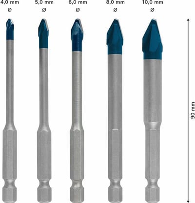 Geschikt voor 5x Boorset (voor tegels, vloertegels, Ø 4-10 mm, slagbooraccessoire),