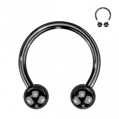 Piercing titanium horseshoe rond basis 10x16 - zwart - LMPiercings