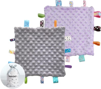 Zachte sensorische deken voor baby's - grijs en paars, veiligheidsdekens, unisex babytag, ideale cadeaus voor verjaardag en babyshower
