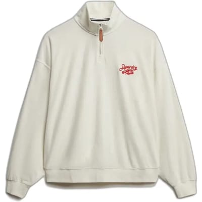 Superdry Heritage Terry Halve Rits Sweatshirt Crème Grootte: 40