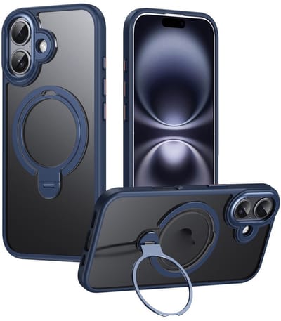 Coverup Hoesje - Geschikt voor iPhone 17 Hoesje - Coverup TPU Back Cover met 360° MagSafe Ring Kickstand - Blauw