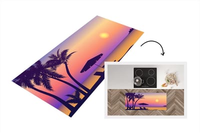 Keukenloper - Loper keuken - Strandstoel - Parasol - Zomer - Illustratie - 120x50 cm - Keukenloper vinyl