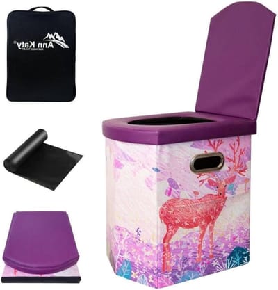 Draagbaar Toilet - Campingtoilet Potje - Buiten Noodgevallen - XL Extra Hoog - 40 cm Hoog - Paars