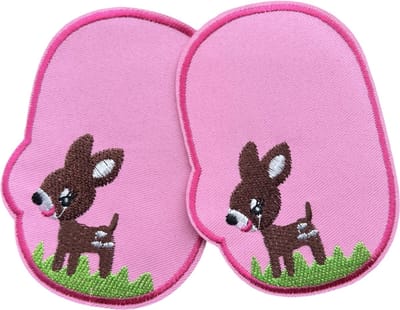 Knie Elleboog Strijk Stukken Patch Set Bambi Hertje 8.2 cm / 11.4 cm / Roze