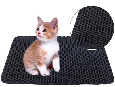 Mat voor kattenbak 30x45cm, Zwart