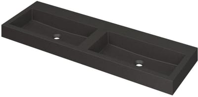 INK Momento Wastafel Quartz Dubbel Zonder Kraangat - 1400x450x90 mm - Quartz Zwart