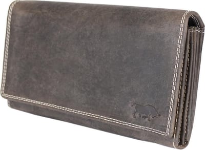 Dames Portemonnee - Heren Portemonnee - Leer - Luxe Overslag Model Met Ritsvak - Donkerbruin - RFID - Anti-Skim
