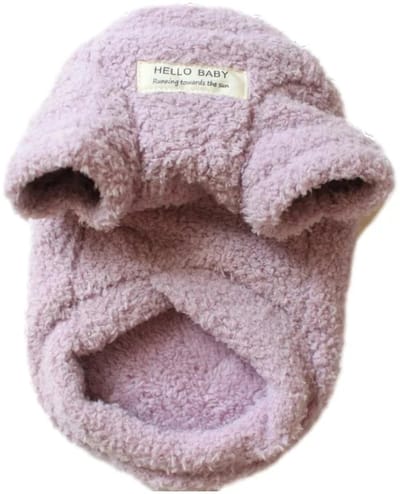 OLOEY Winterfleece truien voor katten en honden- dubbellaagse warme hondenjas met bevestigingsring voor de riem (paars- klein)