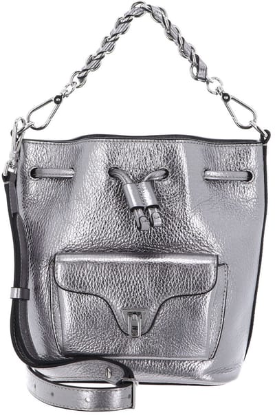 COCCINELLE Leren schoudertas Beat Generatio Bucket Bag Steel grijs