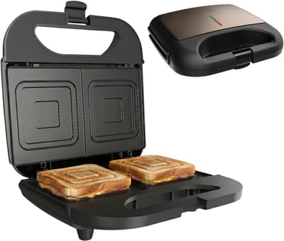 Sandwichmachine - Tosti Apparaat - Snel Sandwiches Maken - Volledige Sluiting - Voor 2 Sandwiches - Grijs