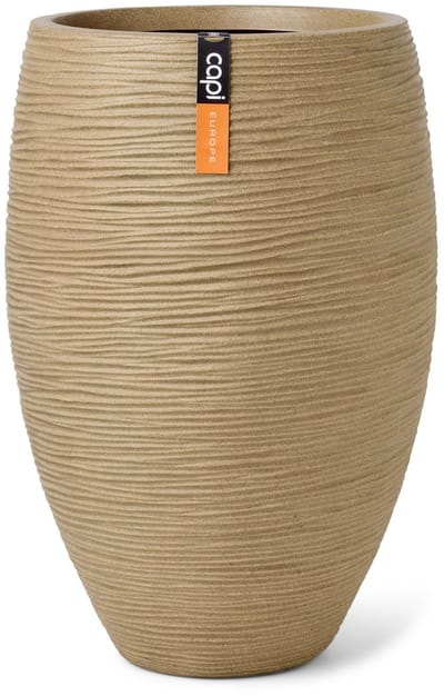 Capi Europe - Vaas elegant deluxe Rib NL - 38x58 - Beige - Opening Ø27 - Bloempot voor binnen en buiten - Levenslang garantie - Breukbestendig - 100% Recyclebaar - CO2 Neutraal geproduceerd - KBER1131