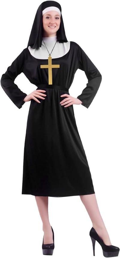 Vierdelig Dames Kostuum voor Halloween - Plus Size Carnavalsoutfit met Hoed en Kruis voor Cosplay en Feestjes