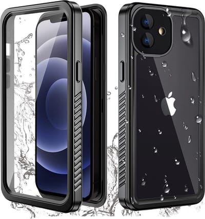 SBG Outdoor Case Waterdicht Transparant Hoesje geschikt voor iPhone 12 | Shockproof | Onderwater tot twee meter | Antislip greep | IP68-gecertificeerd | Doorzichtig / Zwart