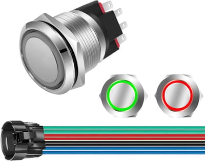 Metalen Drukknop - Startschakelaar LED - Apparaten Bediening - Tijdelijke Functie Dubbele Kleur - 22mm - Groen Rood
