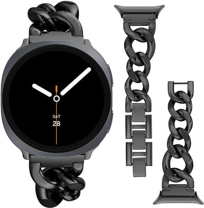 Stravo Metalen Schakel Horlogebandje – Geschikt voor Samsung Galaxy Watch 9 (40/44mm) / Watch 8 (40/44mm) / 8 Classic (46mm) – Modieus Denim-stijl Bandje – Verstelbaar & Stevig – Zwart