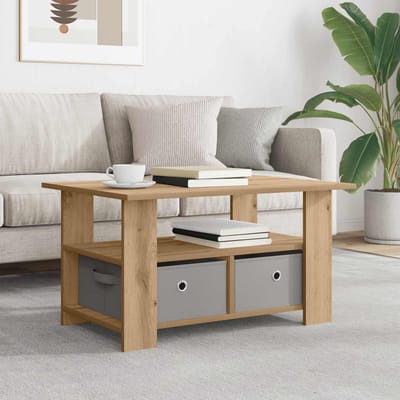 vidaXL - Salontafel - Artisan - Eiken - 77 - x - 55 - x - 42 - cm - Bewerkt - hout