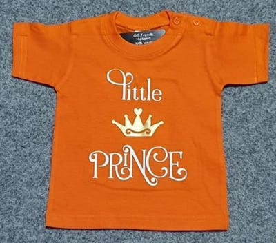 Baby shirt koningsdag met opdruk little prince maat 68