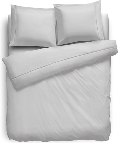 Eleganzzz Dekbedovertrek Percal Katoen Uni - Met Bies - Zilver - Dekbedovertrek 140x200/220cm - Dekbedovertrekken - Eenpersoons - Effen Dekbedovertrek
