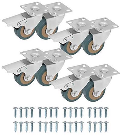 Dailygoods- Zwenkwielen Set van 8 - Zware Kwaliteit - 50 mm Rubberen Wielen - Zwenkwielen met Rem - Meubelwielen - Industrieel Gebruik - Draagvermogen 50 kg