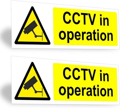 CCTV In Operatie Bord - 15 cm x 5 cm - Zelfklevende Waarschuwingsstickers voor Beveiliging - Indoor en Outdoor
