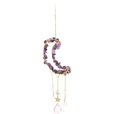 Maan Suncatcher Kristallen Prisma Decoratief Draagbaar Mooi Raamornament voor Thuis Paars gray