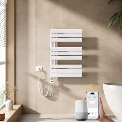 EMKE Elektrische Handdoekradiator - Slimme Bediening - APP Week Timer - 76x50cm - 400W - Glans Wit
