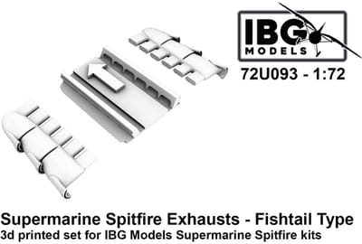 IBG Models Modelbouwpakket - 72U093 3D-geprinte Upgradeset - Fishtail-type Uitlaten voor Supermarine Spitfire Resin onderdeel - 1:72 - Modelbouw