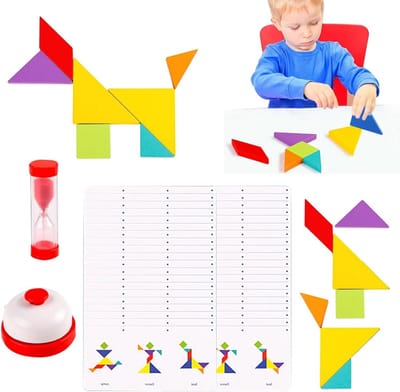 Houten Vorm Puzzel - Logica Spel - Cognitieve Ontwikkeling - Met Tijdschakelaar - 17x8.5x3.5cm - Multicolor