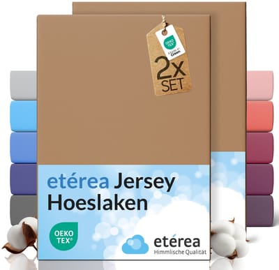 etérea Jersey hoeslaken 2-pack 100x200-120x200 cm (hoek 25 cm) 100% katoen - Stucco