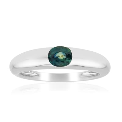 Cavill - Zilveren Ring met Petrolkleurige Saffier 0,407 ct - 925 Sterling Zilver Platina Geplateerd - Ovaal Edelsteen Ringen - Stijlvol & Elegant