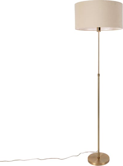 QAZQA parte stof - Design Vloerlamp | Staande Lamp met kap - 1 lichts - H 169 cm - Brons - Woonkamer | Slaapkamer | Keuken