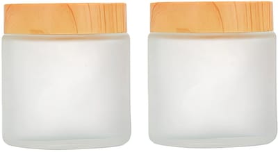 Dailygoods- Glazen Pot - 2 Stuks - Houten Deksel - Herbruikbaar - Cosmetica Potjes - 100ML - Antilek Ontwerp