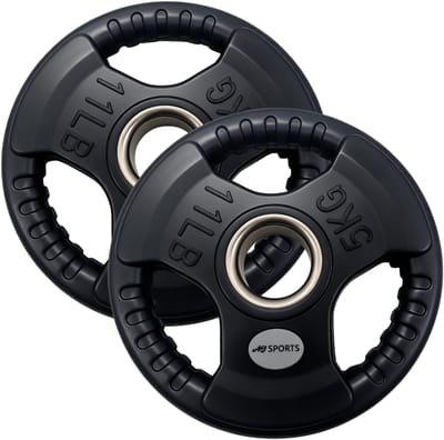 AJ-Sports Olympische Halterschijven 5kg - Rubber - Handgrepen - 50 mm - Ø 50 mm - Zwart - Sport Gewichten voor Thuis - Geschikt voor Fitness, CrossFit & Functional Training