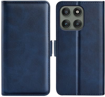 MobyDefend Hoesje - Geschikt voor Motorola Edge 60 Pro - Luxe Wallet Book Case (Sluiting Zijkant) - Blauw