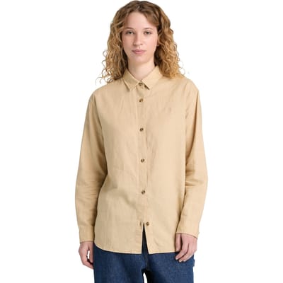 Timberland Linen Blend Long-sleeve Shirt Medium Beige Taglia: L | Maglie a manica lunga Outlet | Donna | Marrone