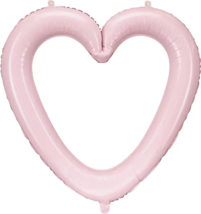 Partydeco Bruiloft foto Frame - hart - lichtroze - 84 x 84 cm - opblaasbaar/folie ballon - photo prop